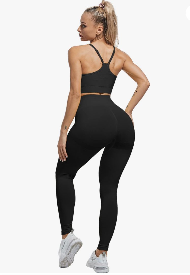 Workout Leggings Sets for Women, Gym Scrunch Butt Butt Lifting Seamless Leggings